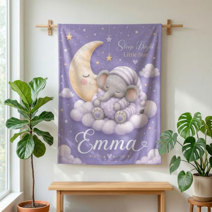 Personalized Baby Blanket With Name, Custom Baby Blankets Gift for Boy Girl - color: Misty Lavender, size: Elephant