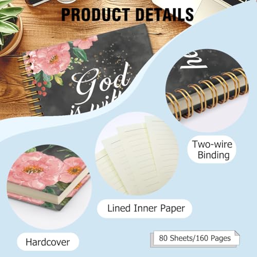 God Is Within Her, She Will Not Fall Hardcover 160 Pages Lined Spiral Notebooks, Flowers Journal, Christian Bible Journal Notebooks, Team Diary, Employee Appreciation Gifts for Coworker Mentor - color: Multi