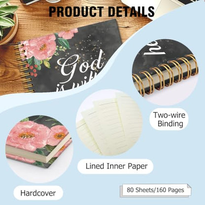 God Is Within Her, She Will Not Fall Hardcover 160 Pages Lined Spiral Notebooks, Flowers Journal, Christian Bible Journal Notebooks, Team Diary, Employee Appreciation Gifts for Coworker Mentor - color: Multi