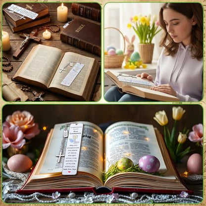 Gueevin 12 Pcs Metal First Communion Gifts 1st Favors Bible Verse Bookmarks with Cross Tassels Christian Religious Bookmarks Bulk with Scripture for Him or Her Book Lover Gift(First Communion) - style: First Communion