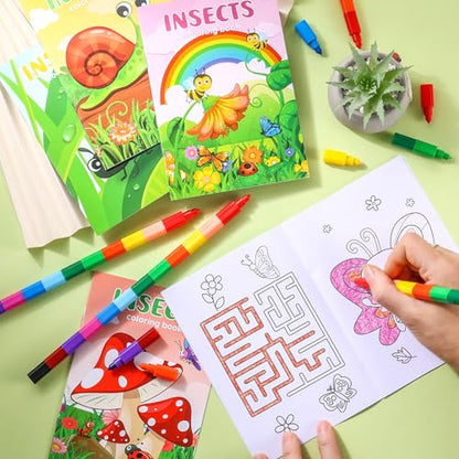 BenLouis 24 Pcs Insects Mini Coloring Books for Kids Party Favors - style: Insects