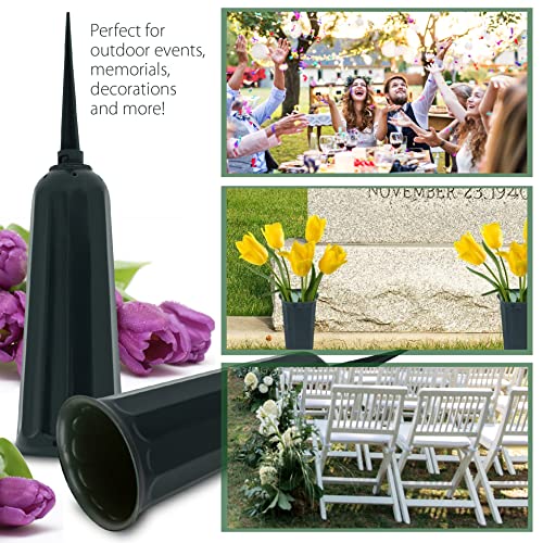 Memorial Floral Vase 7-Inch with 3 Inch Stakes (6 Pack) | In Ground Cemetery Vases