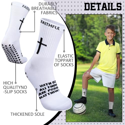 Glitopper 6 Pairs Cross Grip Soccer Socks US 6-13 christian - color: White, style: Faithful