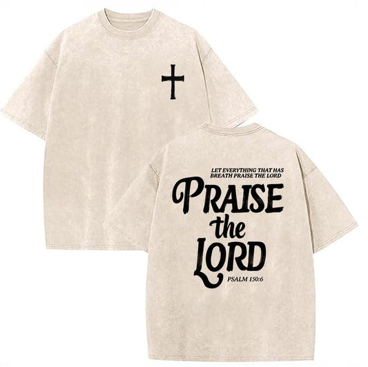 Eatbook Christian Shirts for Men Women Jesus Faith Oversized Acid Wash Tops - color: Apricot Lord, size: XX-Large