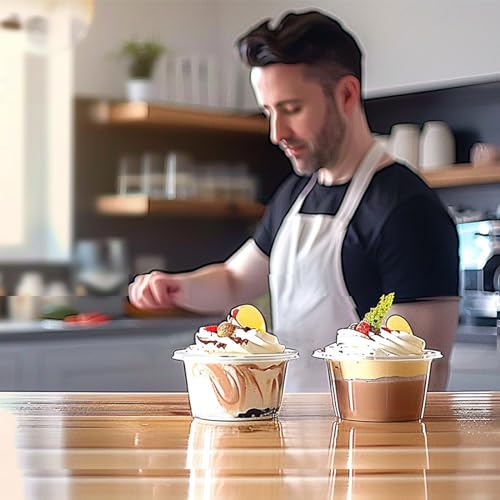 [100 Sets 5 oz Clear Plastic Cups with Dome Lids,Disposable Plastic Drinking Cups,Parfait Cups for Cupcake/Ice Cream/Latte/Cold drinks (Pack of 2) - size: 5oz (Pack of 2)
