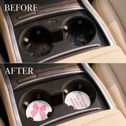 Car Coasters for Cup Holders, Pink Bible Verse Ball Car Coasters, B25 - color: His Mercies