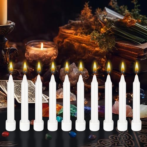10 pcs Unscented 4 Inch White Taper Candles, Multi Purpose, Household General Usage, Emergency Lighting, Church, Prayer Vigils, Religious Ceremonies