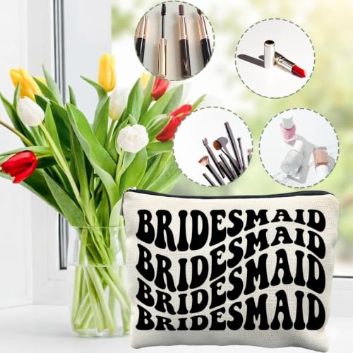 Bridesmaid Proposal Gifts Canvas Makeup Bag for Women Bestie - color: bridesmaid