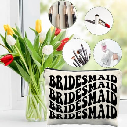 Bridesmaid Proposal Gifts Canvas Makeup Bag for Women Bestie - color: bridesmaid