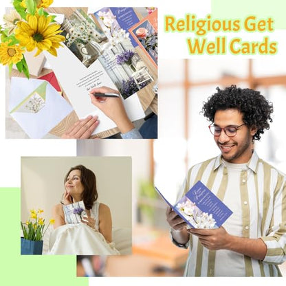 Motiskyy 72 Pack Religious Get Well Cards Bulk with Envelopes Stickers Christian Get Well Soon Greeting Cards with Scripture Encouragement Blessing 4.5 x 6.2 Inch(Natural Flowers) - style: Natural Flowers