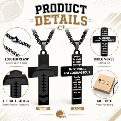 Smilelife Soccer Baseball Basketball Football Cross Necklace for Boys Men - style: Football
