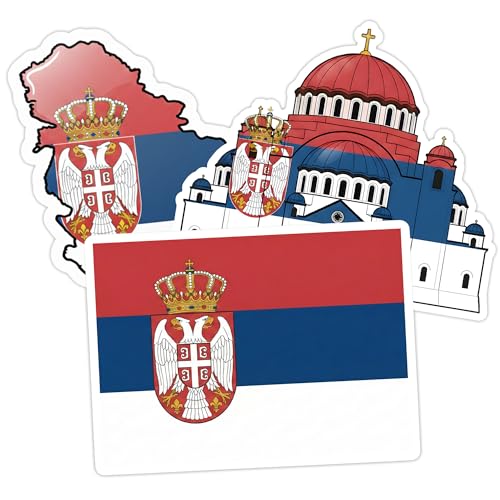 [3PCS] Serbia Flag Sticker Gifts for Women, Laptop, 3 Inch Vinyl Decals - color: Serbia Flag Sticker