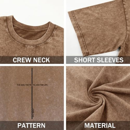 Boys Christian Shirts for Kids Jesus God Bible Verse Religious Faith T Shirt Youth Acid Wash Cross Graphic Tees Tops - color: Coffee, size: 3-4T