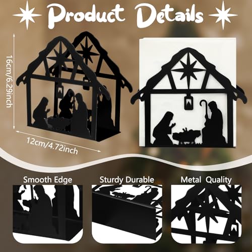Christmas Nativity Napkin Holder Black Metal Table Napkin Holder - style: Nativity