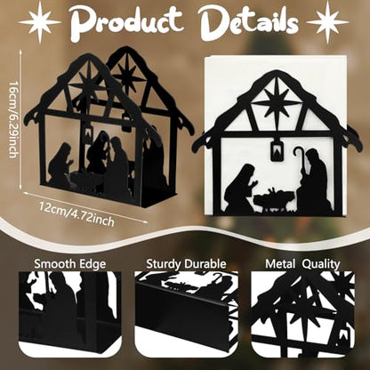 Christmas Nativity Napkin Holder Black Metal Table Napkin Holder - style: Nativity