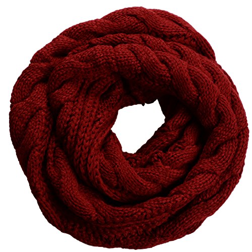 NEOSAN Womens Thick Ribbed Knit Winter Infinity Circle Loop Scarf - color: Twist Claret