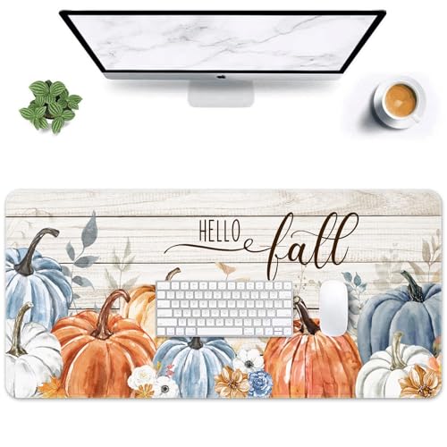 Britimes Large Mouse Pad, Mouse Pad, 31.5 x 15.7 Inch, Pumpkin Blue Orange - color: Fall Pumpkin