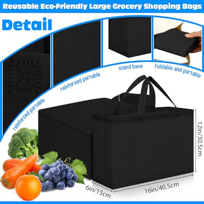 Windyun 100 Pcs Reusable Grocery Bags Large Shopping Tote Bulk, Black - color: Black
