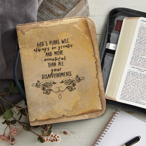 Classic Bible Cover for Women Girls Large PU Leather Bible Carrying Case Bag Scripture Book Bag Protective Stylish Church Carrying Bag, Brown - color: Brown Print, size: 2X-Large