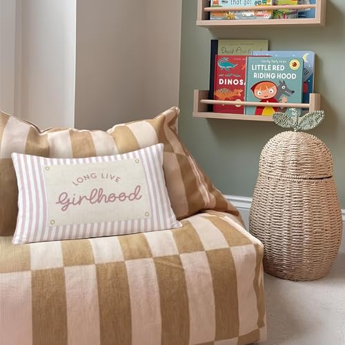 Long Live Girlhood 12x20 Pillow Cover for Girl Nursery Decor - color: 02-long Live Girlhood(white)