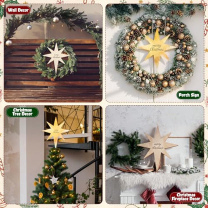 24 Pcs 12" Bethlehem Star Wooden Cutout Christmas Large Unfinished Craft - style: Bethlehem Star