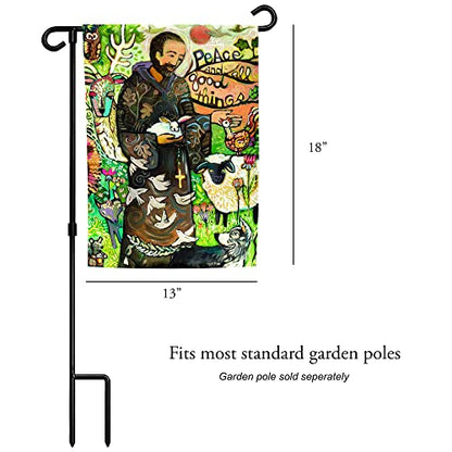 Dicksons St. Francis with Beloved Animals Artistic Fields Polyester Small Garden Flag