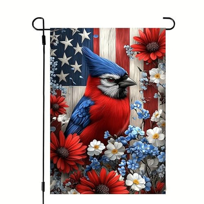 4th of July Patriotic Garden Flag 12x18 Inch Double Sided Outside - color: Cardinal, size: 12x18 Inches