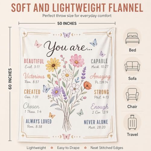 Christian Inspirational Blanket, 50×60in Soft Faith Flannel Blanket - color: Christian Blanket-02
