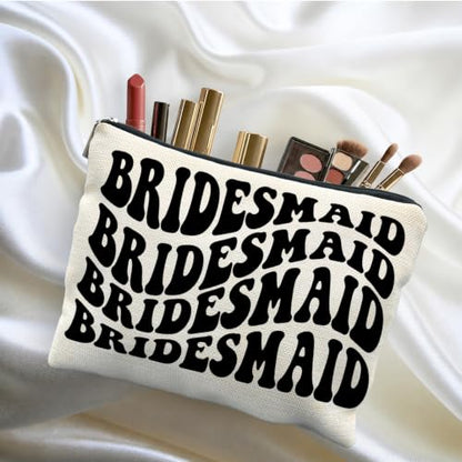 Bridesmaid Proposal Gifts Canvas Makeup Bag for Women Bestie - color: bridesmaid