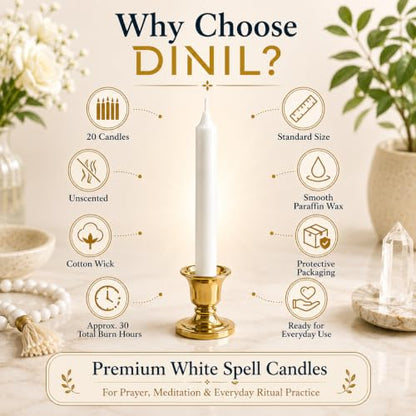 Dinil White Spell Candles, 4 Inch Mini Chime Candles, Set of 20 - color: White, size: 20 Pack