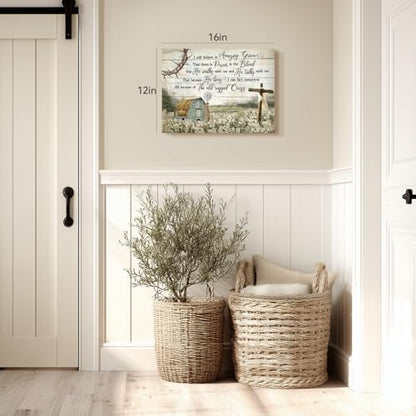 Snlihc Wrapped Canvas Christian Barn Windmill Church Wall Art 12x16 in - color: Scripture, size: 16"L x 12"W