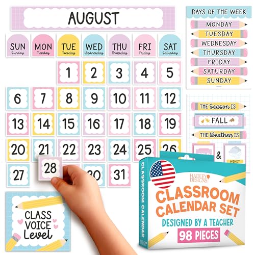 Classroom Calendar Set Bulletin Board Decorations, 98pc School Calendar Set - color: Pastel