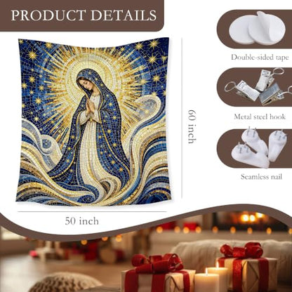 HUGANE Virgin Mary Christian Catholic Tapestry Wall Decor 50x60 Inch - color: colour-03
