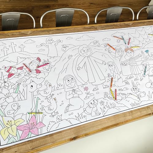 Large Coloring Poster Easter Resurrection of Jesus Christ 30 x 72 Inches Rolled Ideal for Parties and Family Gatherings Ages 4 and Up - color: Easter