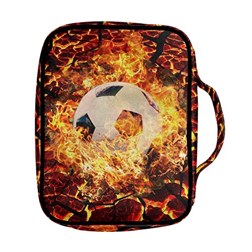 Coldinair Firing Soccer Print Bible Cover for Boys Kids Bible Case Carrying Book Case Church Bag with Handle and Zippered Pockets,Lightweight and Durable - color: Firing Soccer