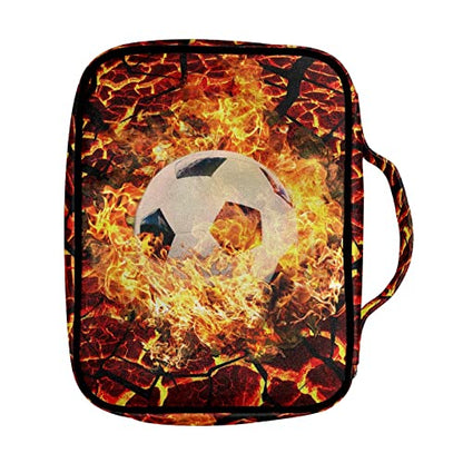 Coldinair Firing Soccer Print Bible Cover for Boys Kids Bible Case Carrying Book Case Church Bag with Handle and Zippered Pockets,Lightweight and Durable - color: Firing Soccer