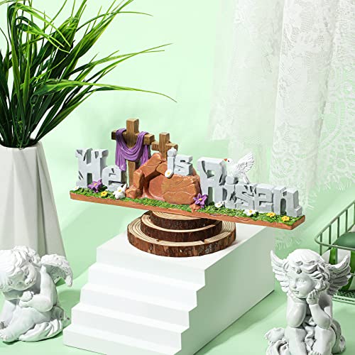 Fumete Easter Decorations He is Risen Decor Resin Religious Easter Decor Table Spring Figurines for Home Household and Office Table Decoration
