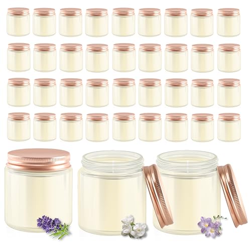 ACITHGL 36 Pcs 4oz Mini Mason Jar Candles Small Scented Candles Bulk Aromatherapy Ideal Souvenir Favors for Wedding Birthday Party (Freesia, Lavender, Jasmine, Pink) - color: Pink, style: Freesia, Lavender, Jasmine