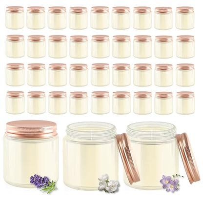 ACITHGL 36 Pcs 4oz Mini Mason Jar Candles Small Scented Candles Bulk Aromatherapy Ideal Souvenir Favors for Wedding Birthday Party (Freesia, Lavender, Jasmine, Pink) - color: Pink, style: Freesia, Lavender, Jasmine