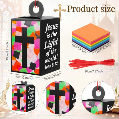 20 Sets Vbs 2026 Christian Cross Crafts Bulk Illumination Themed Paper Lanterns Jesus Is the Light Religious Suncatcher Sunday School Vbs Crafts for Church Christian Party Favor (Black Cross) - style: Black Cross