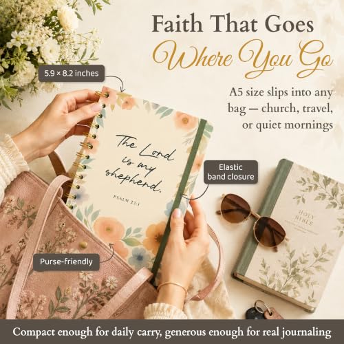 Hardcover Blank Christian Notebook – 140 Pages – Psalm 23:1 - color: Shepherd Floral