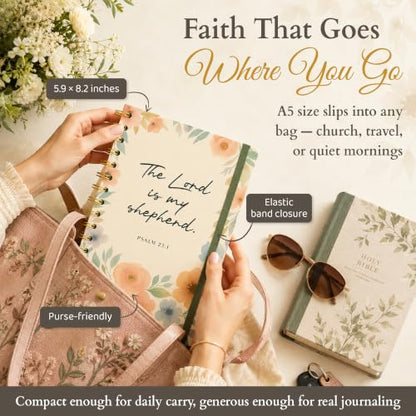 Hardcover Blank Christian Notebook – 140 Pages – Psalm 23:1 - color: Shepherd Floral
