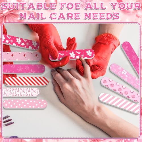 50 Pack Christmas Mini Nail Files Gifts Bulk Christmas Emery Boards - style: Pink