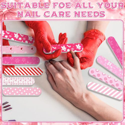 50 Pack Christmas Mini Nail Files Gifts Bulk Christmas Emery Boards - style: Pink
