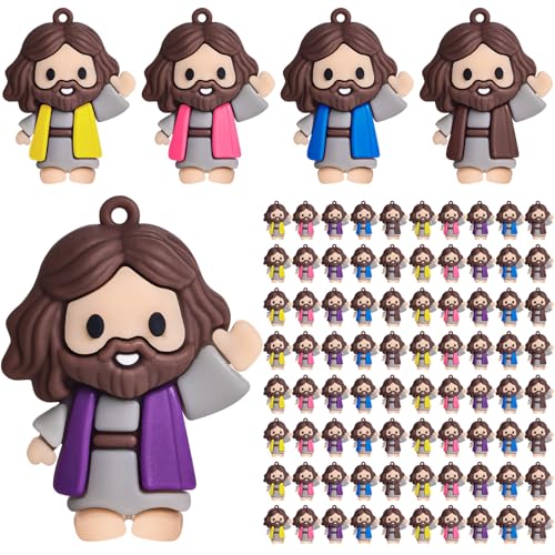 50 Pcs Mini Jesus Figures, Little Jesus Figures,Easter Egg Stuffers - color: 50pcs Jesus Love 5 Colors