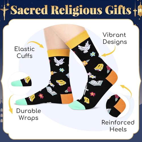HAPPYPOP Christian Gifts - Religious Bible Socks, Faith Gifts Women Christian Easter Socks - color: Faith Hope Love Black