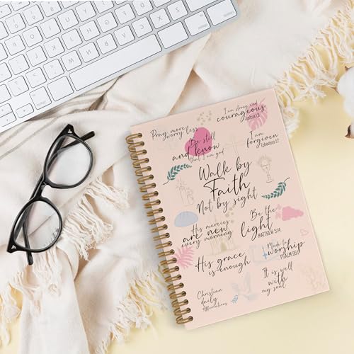 Christian Bible Spiral Notebook for Women, Walk by Faith Not by Sight Journal Notebook, Inspirational Christian Notebooks for School Work, Bible Scripture Office Supplies Gifts for Girls,5.5x8.3 - color: faith, size: 5.5x8.3