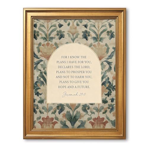 Jeremiah 29 11 Quotes Wall Art 12x16 Inch Gold Framed Christian Bible Verse Canvas Posters Vintage Jesus Religious Pictures for Church Wall Decor - color: Blue, size: 16"L x 12"W, style: Gold Framed