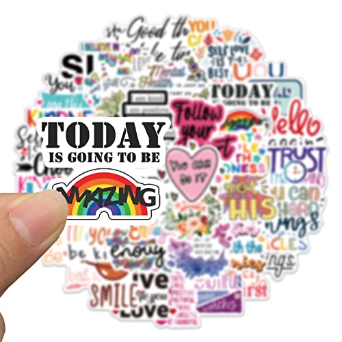 52Pcs Colorful Motivational Stickers, Inspirational Positive Affirmation Vinyl Decals, Waterproof Aesthetic Quote Stickers for Water Bottle, Laptop, Scrapbook, Journal, Diaries, Teens, Girls - color: Inspirational Sticker-4
