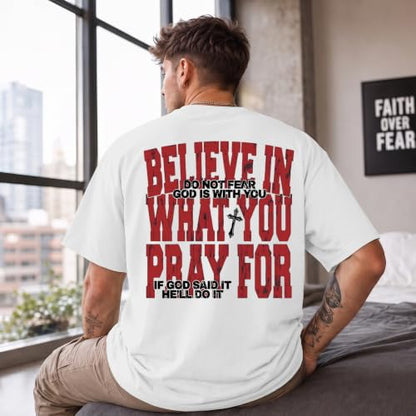 BINTEHGS Men's Christian Faith T-Shirts Inspirational Bible Verse Shirt Cross Oversized Tshirts for Men Jesus Graphic Tees - color: White, size: Small